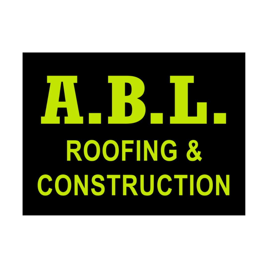 A.B.L. Roofing and Construction in bright green text with a black background